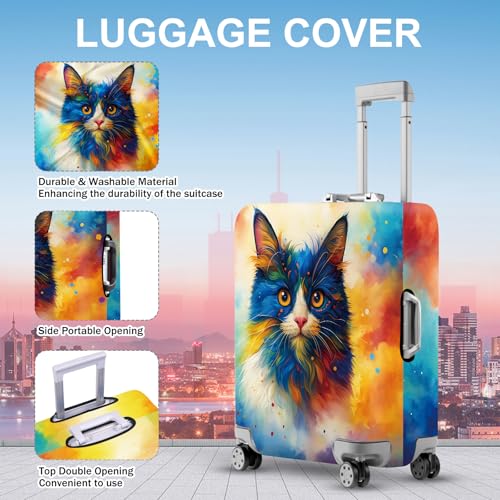 Colorful Cat Luggage Cover (#30 / M(fits 24-26Inch suitcase))