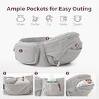 Baby Carrier with Hip Seat (Air Mesh-Grey)