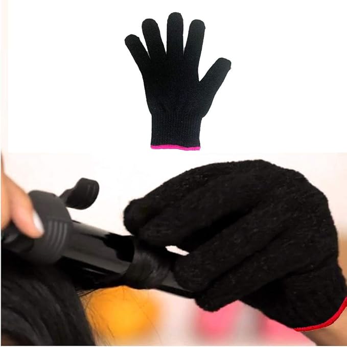Lessmon 2 Professional Heat Resistant Gloves for Hair Styling Heat Blocking for Curling, Flat Iron and Curling Wand Suitable for Left and Right Hands