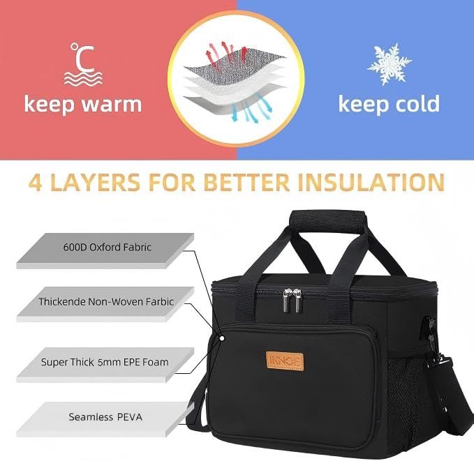 Insulated Lunch Bag (Black / Large)