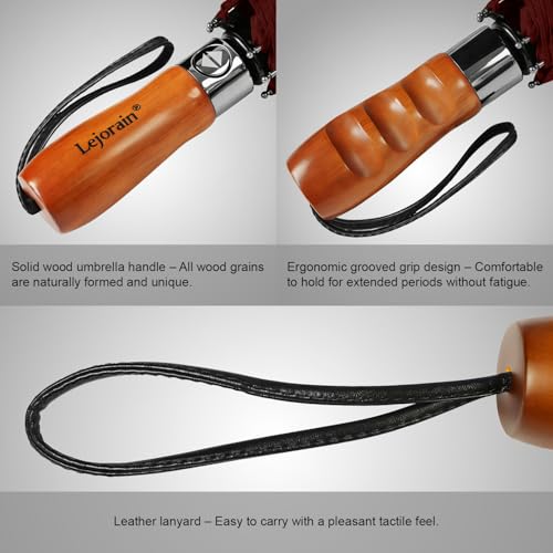 Big Golf Umbrella Folding Windproof Portable Compact Auto Open for Women (07.Wine Red)