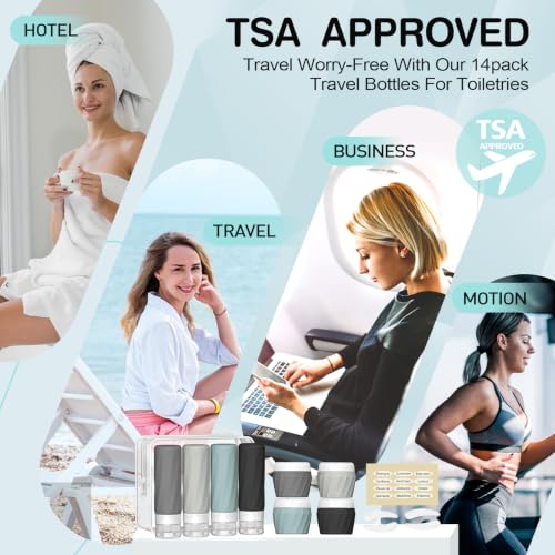 14pack Travel Bottles for Toiletries (Gray)