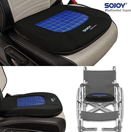 iGelComfort Gel Car Seat Cushion for Long Time Sitting Portable Bleacher Stadium Seat Cushion with Strap Memory Foam Cushion for Office (Black With Green Logo)