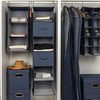 Hanging Cotton Blend Closet Organizer with 3 Storage Shelves (Denim)
