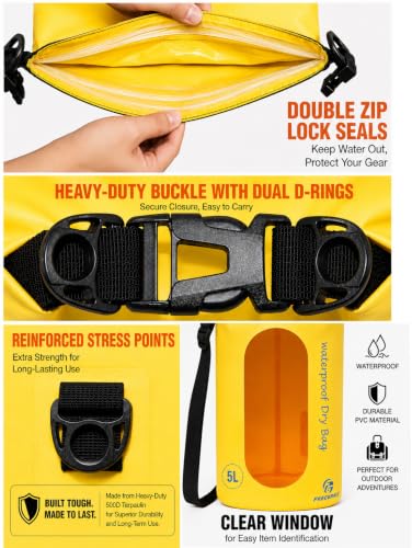 Waterproof Dry Bag with Double Zip (10L / Window / Yellow)