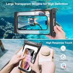 Large Floating Waterproof Phone Pouch (Black + Pink)