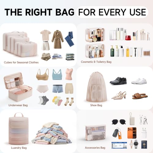 Packing Cubes for Travel (01 Cream)