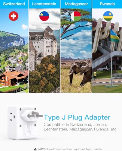 2 Pack Switzerland Travel Plug Adapter