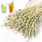 100 Pcs Sage Green Pearl Cocktail Picks 4.7" Toothpicks Skewers (Sage Green Pearl)