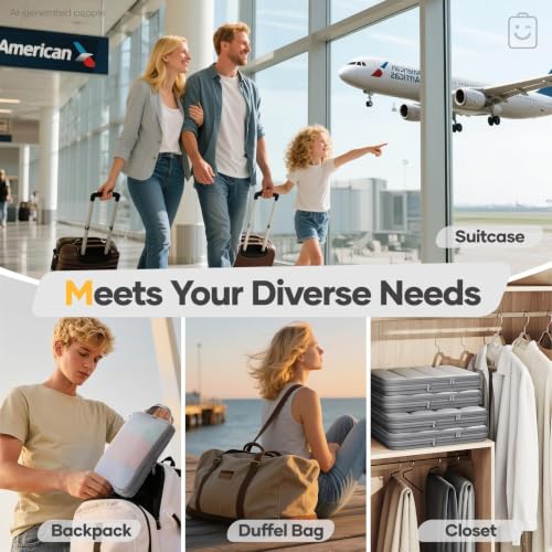 11 Set Compression Packing Cubes Garment Bags for Travel Essentials (Gray / 11 set)