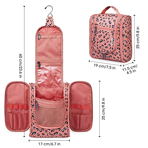 Cheetah Small Hanging Toiletry Bag Women Travel Makeup Bag Organizer Toiletries Bag for Travel Size Essentials Accessories Cosmetics (B-Orange Leopard / Medium)