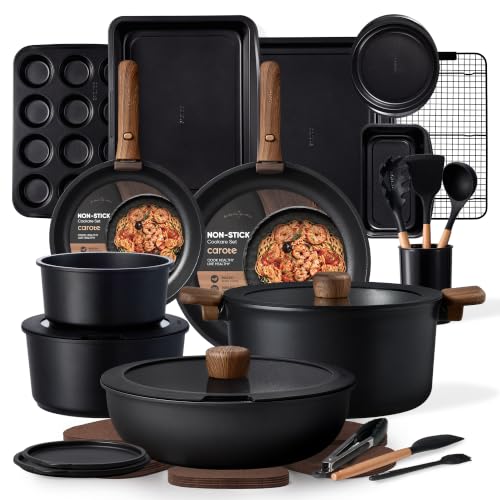 31pcs Pots and Pans Set Non Stick (Black / 31 Piece)