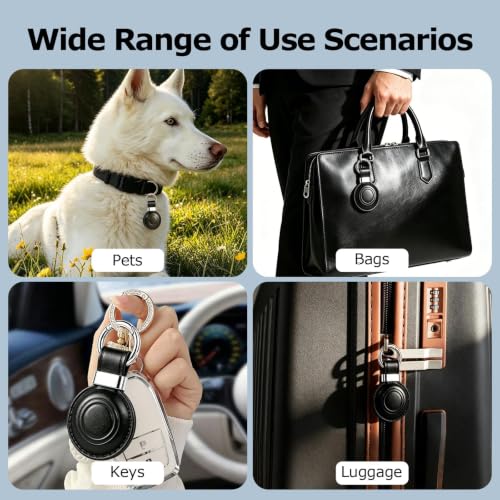 1|2|4 Pack Leather Holder Keychain for AirTag 2nd Gen (2026) & 1st Gen, Compact Design with Air tag Case, Secure Protective Cover with Ring Car Keys Chain Fob Accessories, Black (B3-Black)
