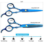 6.89 inch Hair Cutting Scissors Set With Thinning Knife (Blue)