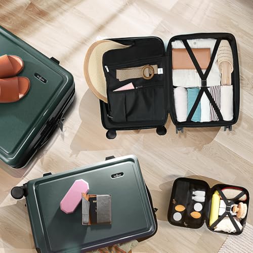 Hard Shell Luggage Sets with Spinner Wheels 4 Piece (4 Piece Set (20/24/28) / Green)