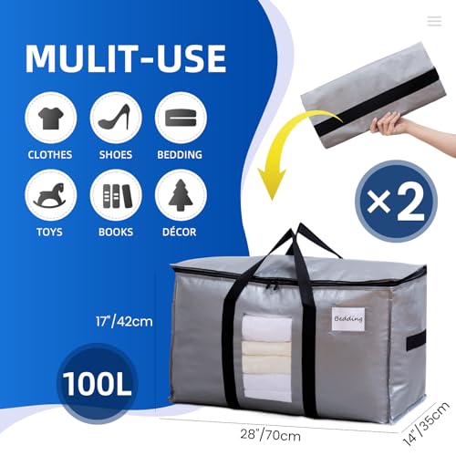 2 Pack Silver Extra Large Moving Bags (Silver / 2 Large)