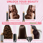 5-in-1 Hot Air Styler, Hair Dryer Brush with Auto-Wrap Curlers (Charcoal)