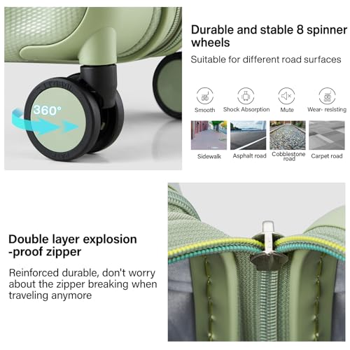 20 Inch Expandable Carry on Luggage 22x14x9 Airline Approved (20 Inch EXT / Bamboo Green)