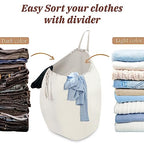 87L Washable Laundry Bag with Handles (Beige with Divider)