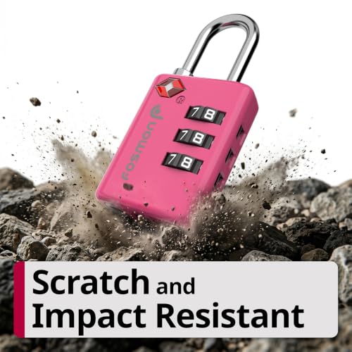 TSA Approved Pink Locks for Luggage. Cute Locker Suitcase Lock with Open Alert Indicator (3 Digit Pink 2 Pack)