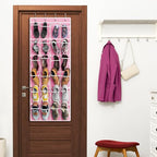 24 Pockets Large Clear Over the Door Shoe Organizer (Extra Large Pockets / Pink)