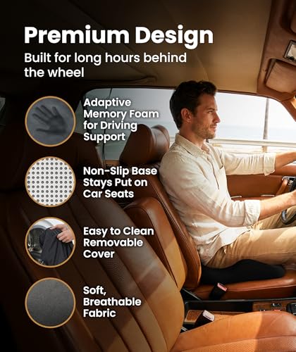 Doctor Recommended Memory Foam Seat Cushion for Office Chairs & Car (Charcoal Black / X-Large)