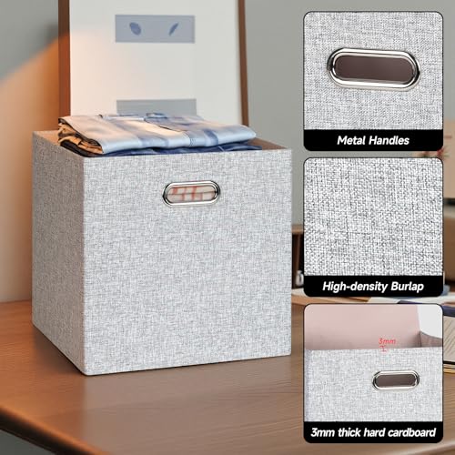 Collapsible Storage Bins (13×13×13/4pcs / Woven Gray)