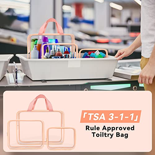 10 PCS Clear Travel Bags for Toiletries (Orange-Pink)