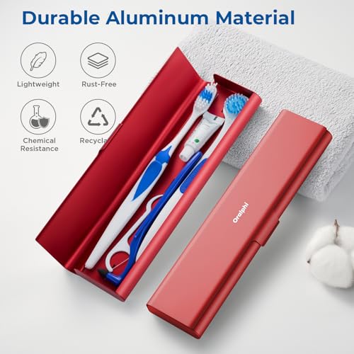 Wider Aluminum Toothbrush Travel Case (Red / 1 Pack (Large))