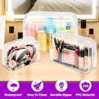 3 Pack Clear Makeup Bags (Multisize / White)