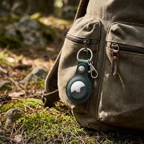 Toprank Leather Keychain Holder Compatible with Apple AirTag (Green)