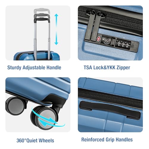 Carry On Luggage 22x14x9 Airline Approved (Sapphire)