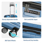 Carry On Luggage 22x14x9 Airline Approved (Sapphire)