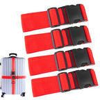 80In Luggage Straps for Suitcase Travel Long Belt Accessories (4Pcs Red / 80 In Fix)