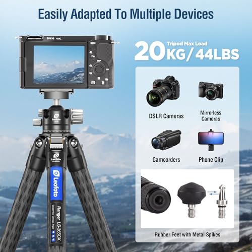 LS 365CX Professional Camera Tripod (60” Travel Tripod, Max Load 44LB)