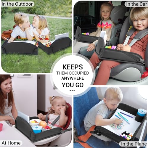 Kids Travel Tray for Toddler Car Seat (Black -2PCS)