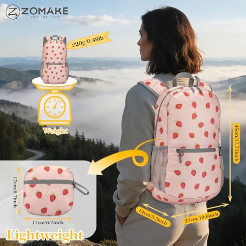 Lightweight Packable Backpack (20L / D-strawberry Print)