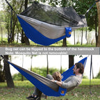 Camping Hammock with Net (Blue & Grey / Large)