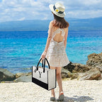 Embroidery Initial Canvas Tote Bag (Black & White / Y)
