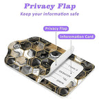 Gold Ink Hexagon Texture Luggage Tags 2PCS PU Leather Suitcases Tag with Stainless Steel Loop and Privacy Name Address Cover Label Card for Women Men Travel (Gold Ink Hexagon Texture)