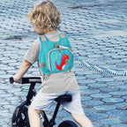 Toddler Harness Leash + Anti Lost Wrist Link (Lake Blue/Dinosaur)