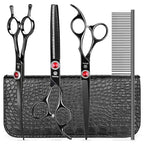 7 Inch Professional Dog Grooming Scissors Kit (Pro Black 5 in 1)