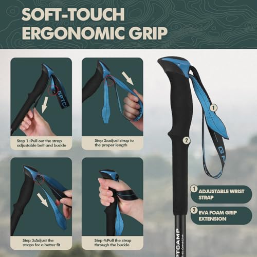 Aluminum Collapsible Trekking Poles with EVA Grips (Blue(2 Poles))