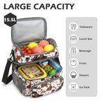 Double Layer Cooler Insulated Lunch Bag Adult Lunch Box Large Tote Bag for Men (Cow)