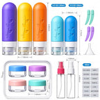 19pack TSA Approved Travel Bottles for Toiletries (Multicolor)