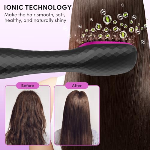 3 in 1 Hair Dryer Brush Straightener 1200W Negative Ionic Hot Air Brush One Step Blow Dryer and Styler for Straightening Drying Smoothing (Black)