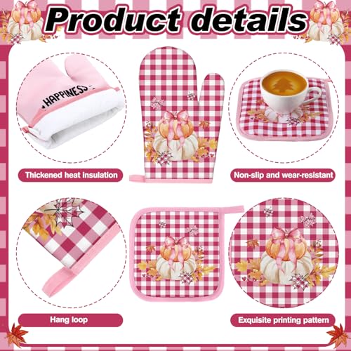 10 Pcs Fall Thanksgiving Pumpkin Kitchen Decor Set Pink (Light Pink / Cute Pumpkin)