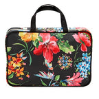 Travel Toiletry Bag with Handles (Black Floral / 1 Count (Pack of 1))