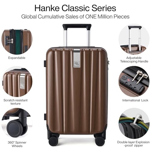 20 Inch Expandable Carry on Luggage 22x14x9 Airline Approved (20 Inch EXT / Brown)