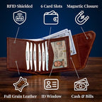 Full Grain Leather Wallet for Men (Cognac Brown)